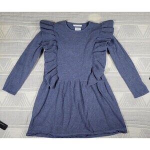 ZARA Girls Knit Ruffle Sweater Dress Blue Size 7 (122 cm)‎ – Winter Collection